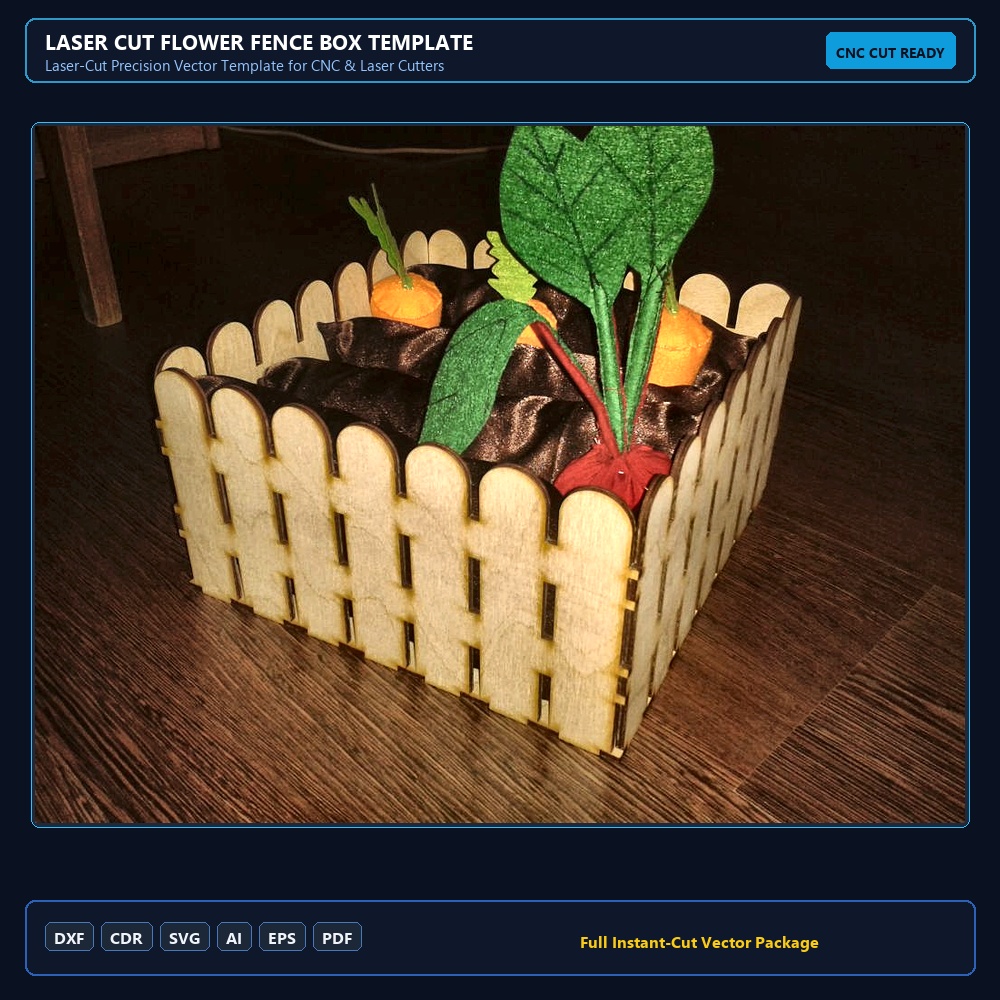 Laser Cut Flower Fence Box Template