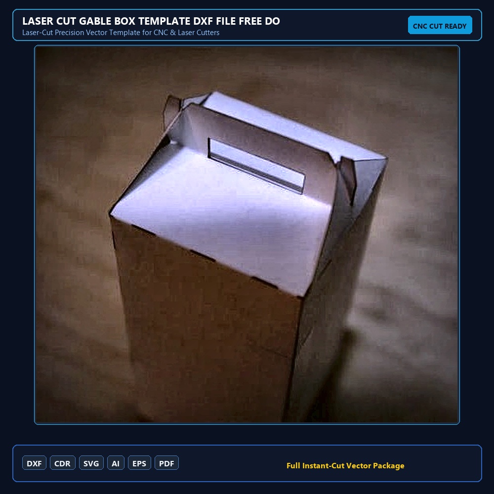Laser Cut Gable Box Template DXF File Free Download - 3axis.co