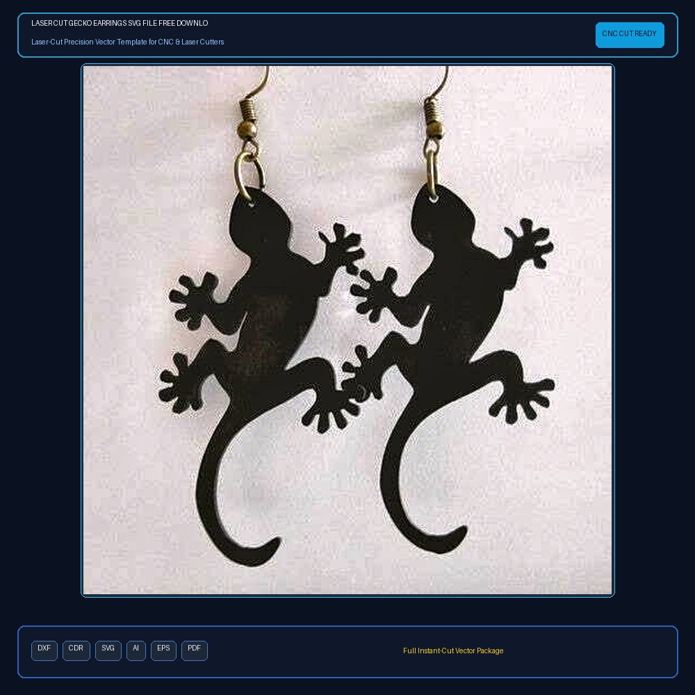 Laser Cut Gecko Earrings SVG File Free Download - 3axis.co