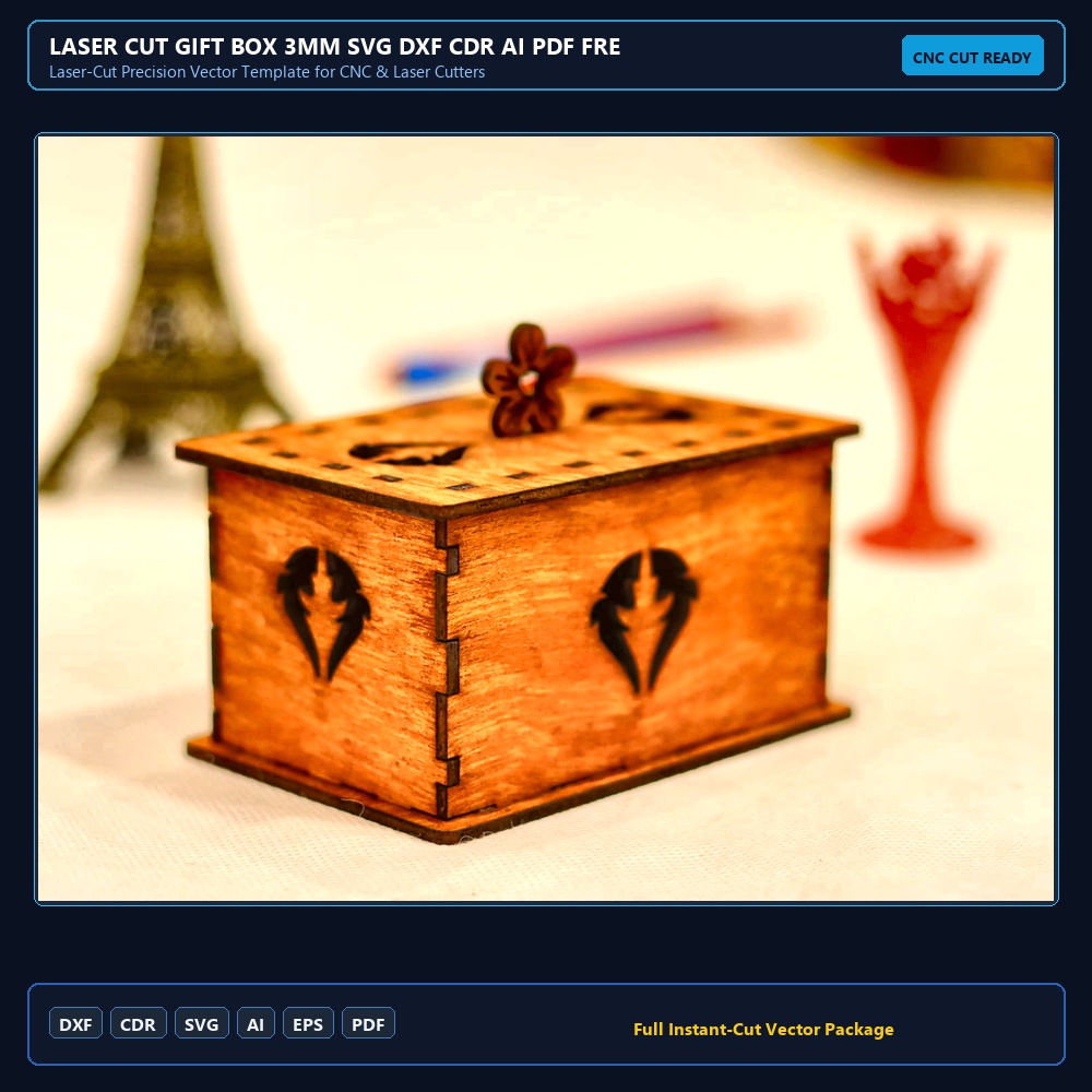 Laser Cut Gift Box 3mm SVG DXF CDR AI PDF Free Download - 3axis.co