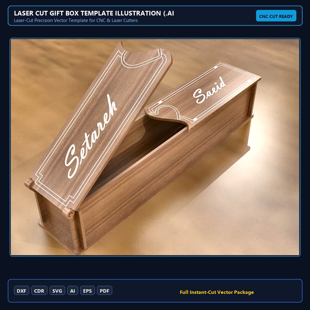 Laser Cut Gift Box Template Illustration (.ai) vector file free download - 3axis.co