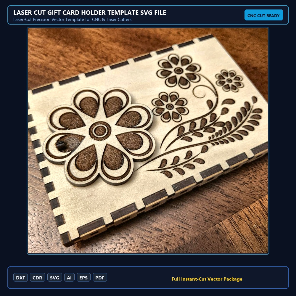 Laser Cut Gift Card Holder Template SVG File Free Download - 3axis.co