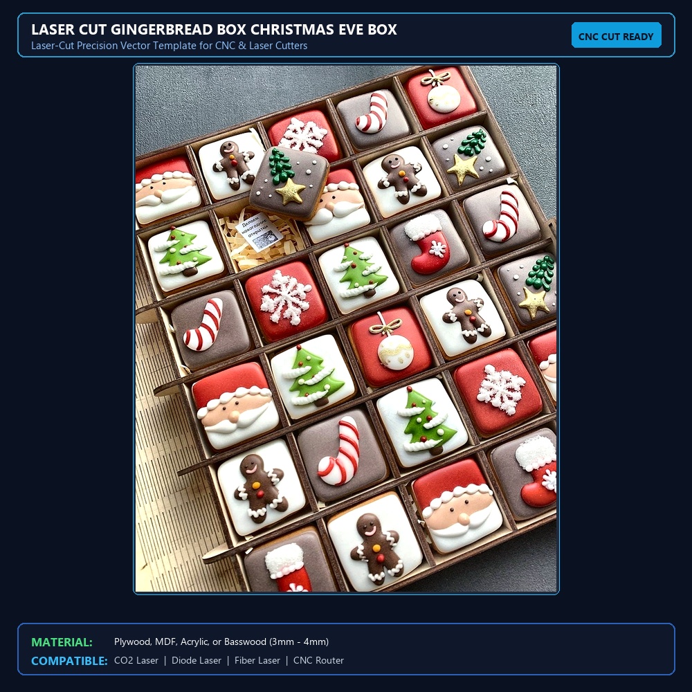 Laser Cut Gingerbread Box Christmas Eve Box View 2