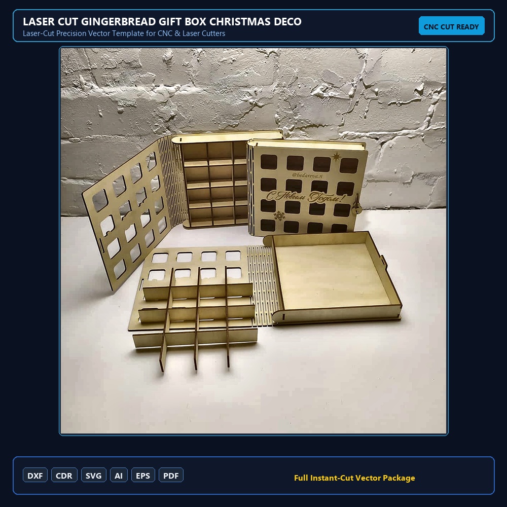 Laser Cut Gingerbread Gift Box Christmas Decoration