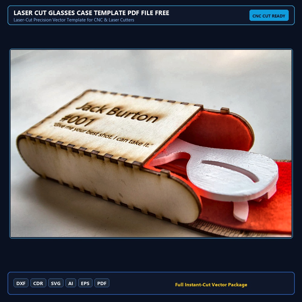 Laser Cut Glasses Case Template PDF File Free Download - 3axis.co