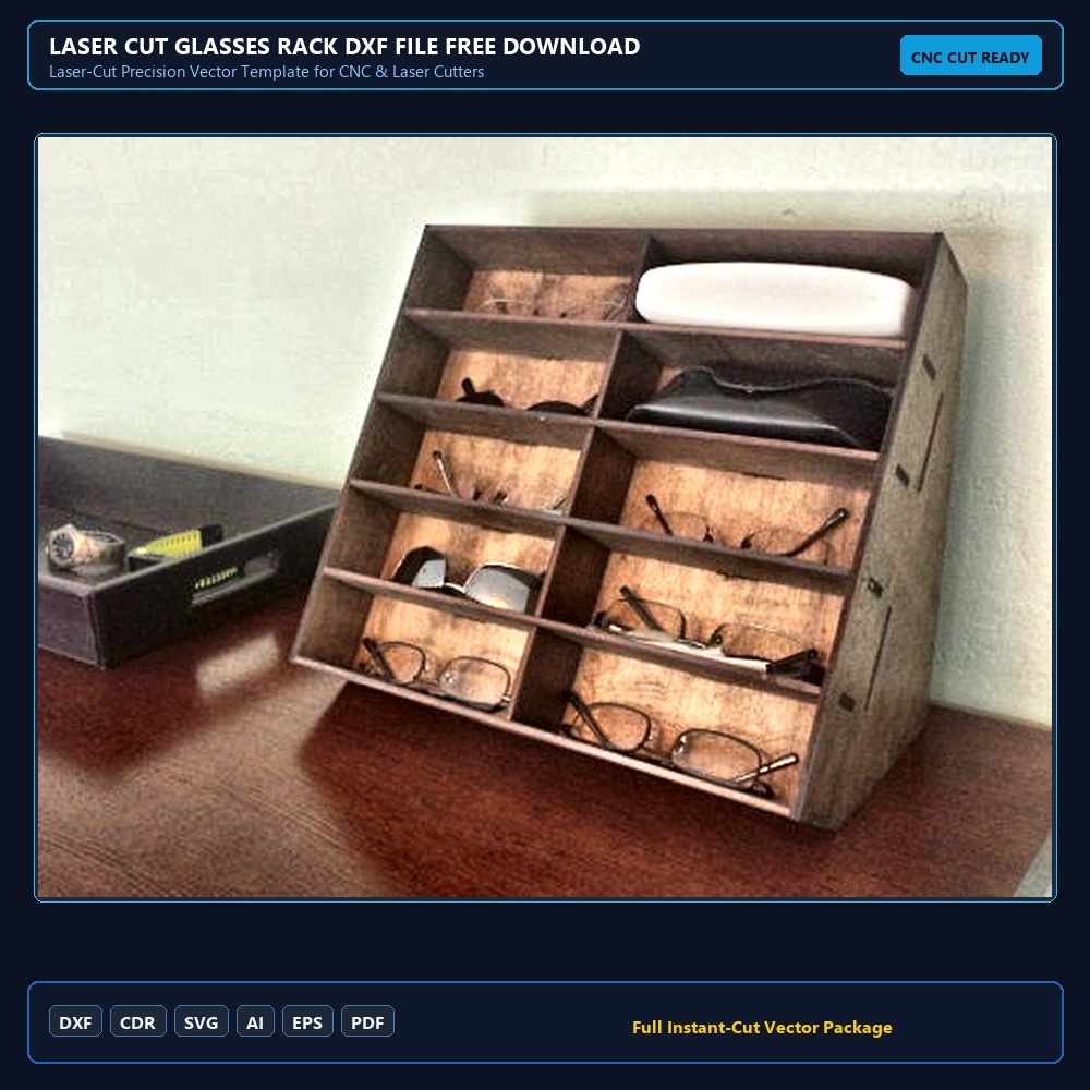 Laser Cut Glasses Rack DXF File Free Download - 3axis.co