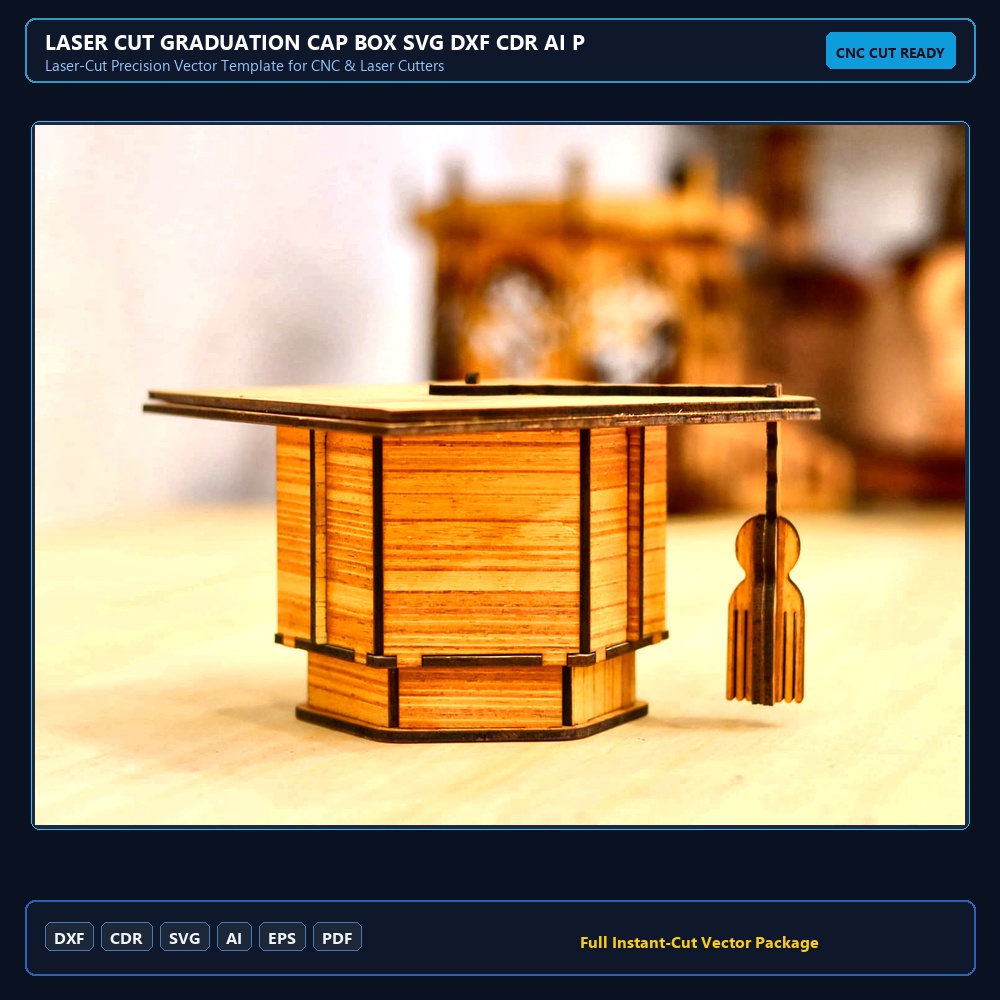 Laser Cut Graduation Cap Box SVG DXF CDR AI PDF Free Download - 3axis.co