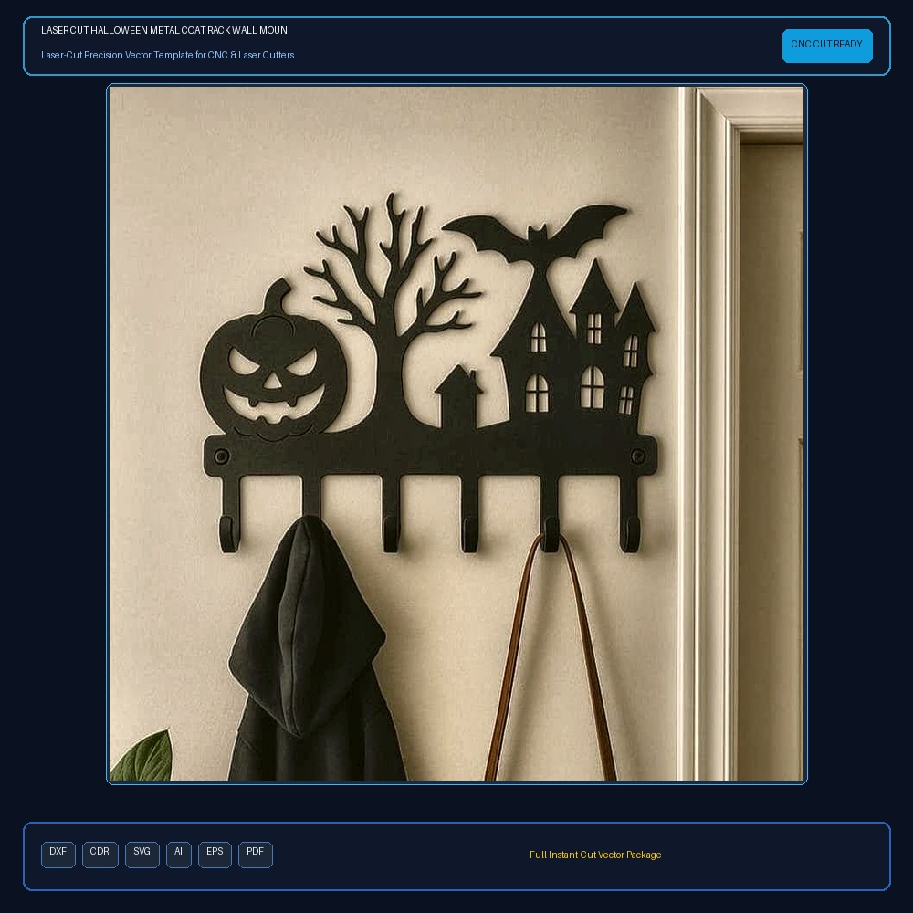Laser Cut Halloween Metal Coat Rack Wall Mount Hanger Key Holder