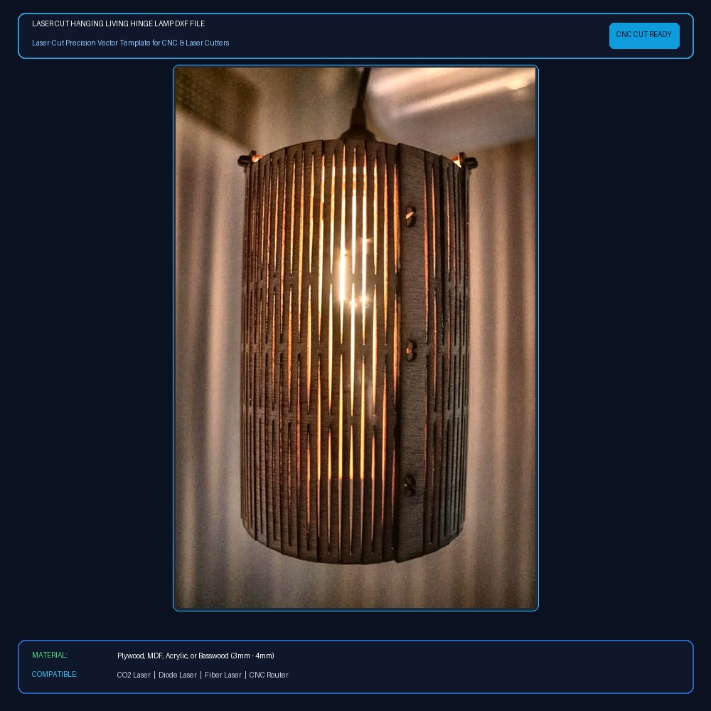 Laser Cut Hanging Living Hinge Lamp DXF File Free Download - 3axis.co View 2