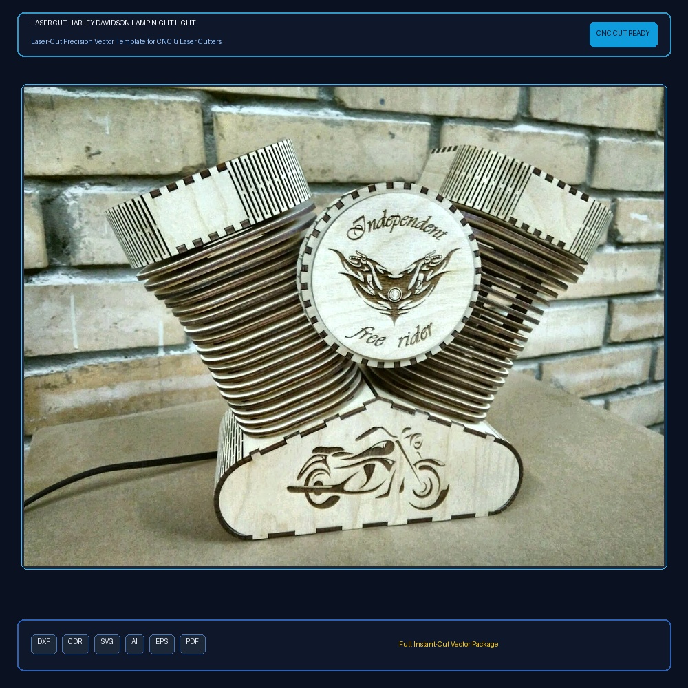 Laser Cut Harley Davidson Lamp Night Light
