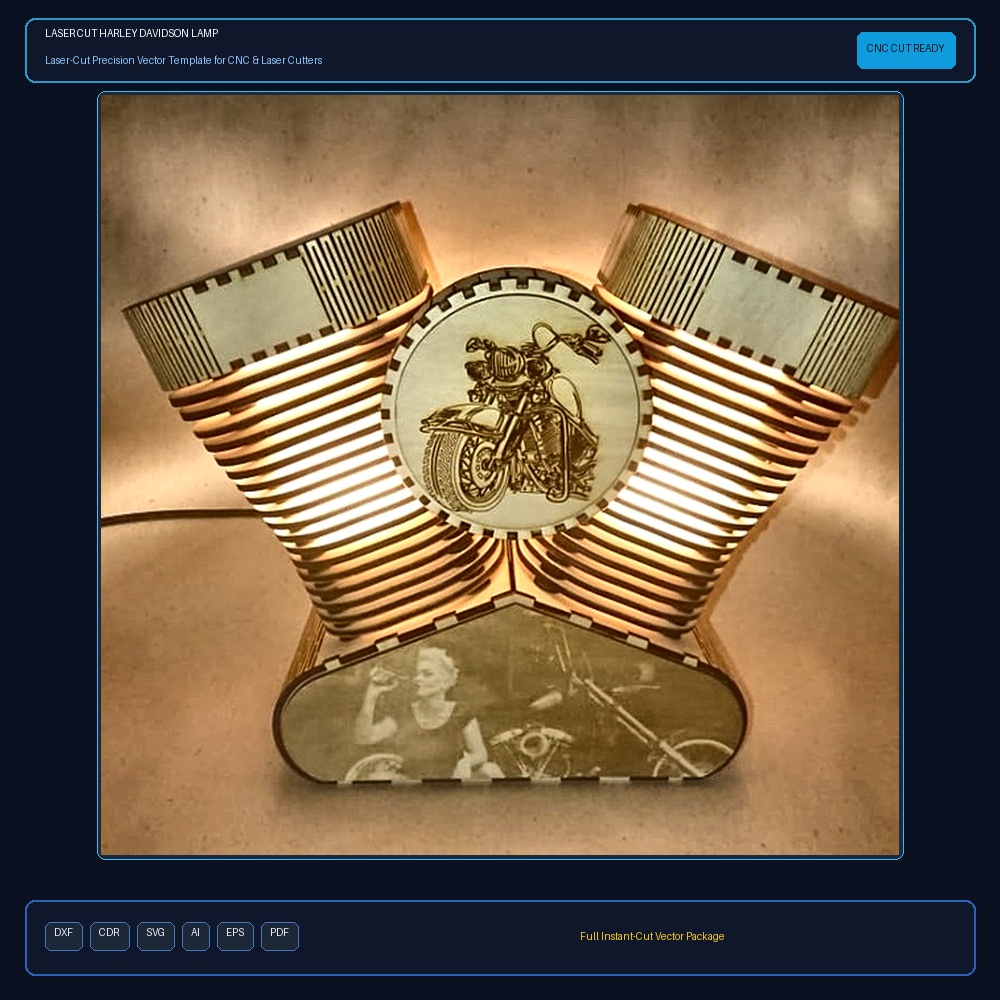 Laser Cut Harley Davidson Lamp