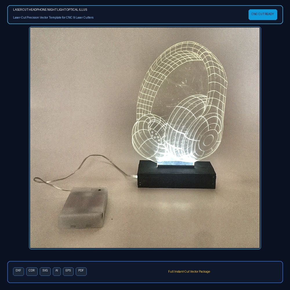 Laser Cut Headphone Night Light Optical Illusion Lamp Xmas Birthday Gift