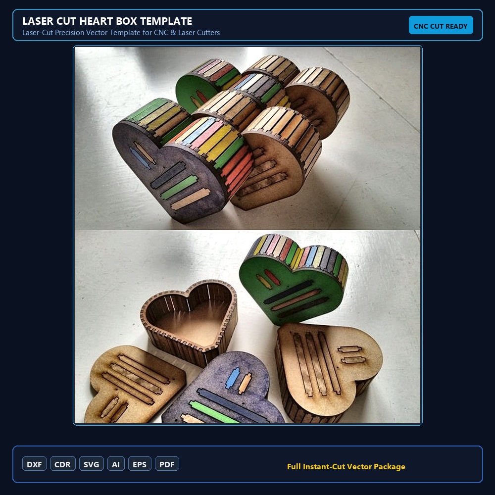 Laser Cut Heart Box Template