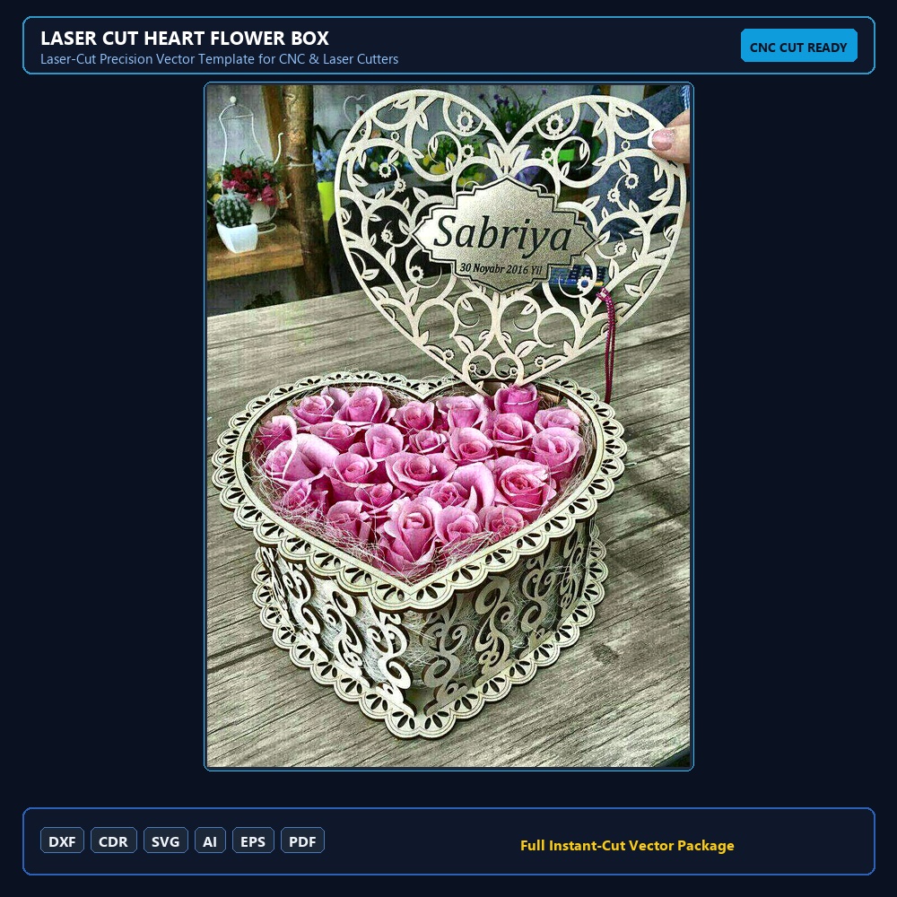 Laser Cut Heart Flower Box