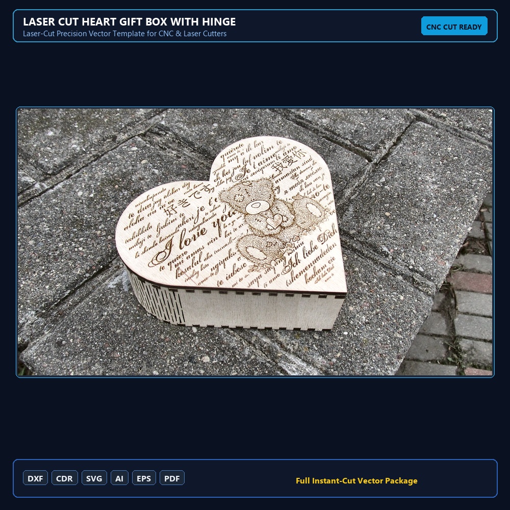 Laser Cut Heart Gift Box with Hinge