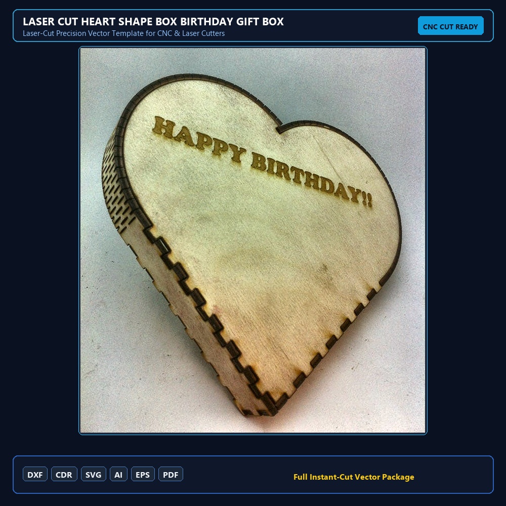 Laser Cut Heart Shape Box Birthday Gift Box