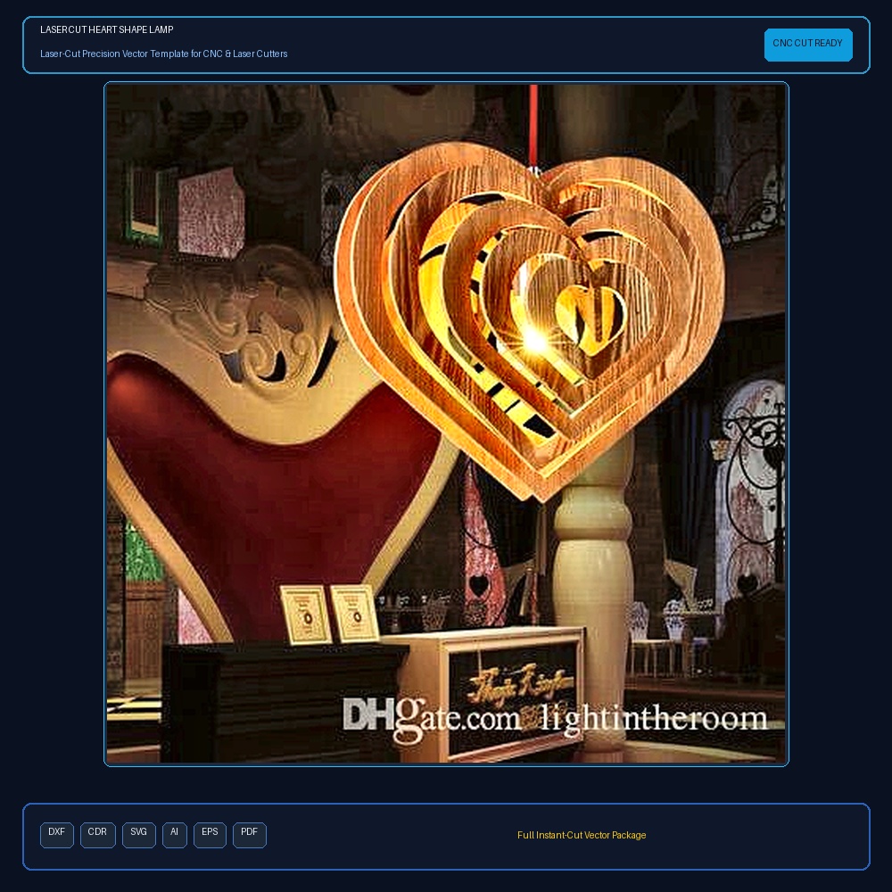 Laser Cut Heart Shape Lamp