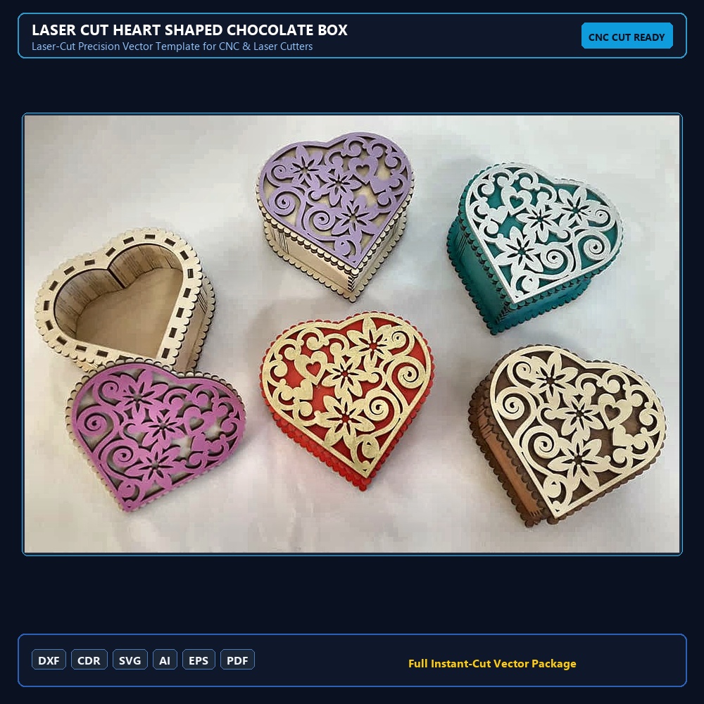 Laser Cut Heart Shaped Chocolate Box
