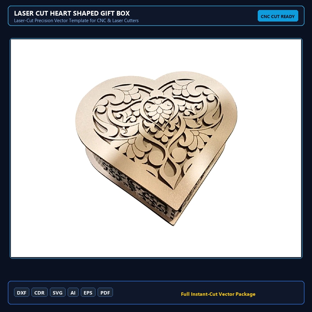 Laser Cut Heart Shaped Gift Box