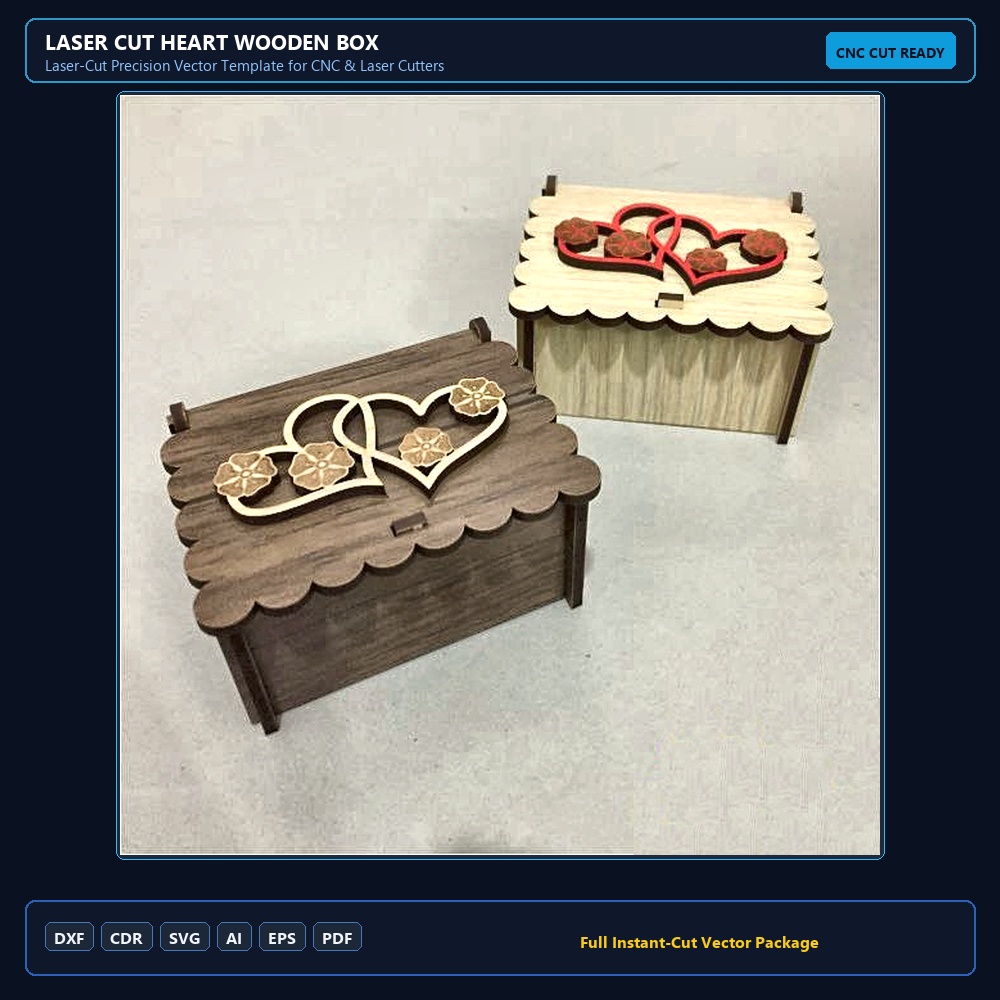 Laser Cut Heart Wooden Box