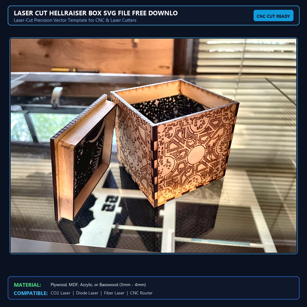 Laser Cut Hellraiser Box SVG File Free Download - 3axis.co View 2