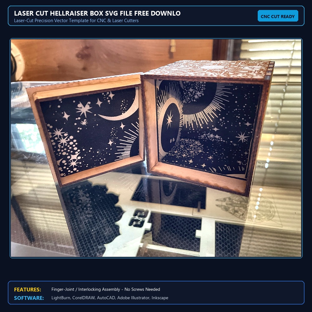 Laser Cut Hellraiser Box SVG File Free Download - 3axis.co View 3