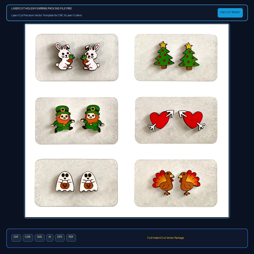 Laser Cut Holiday Earring Pack SVG File Free Download - 3axis.co