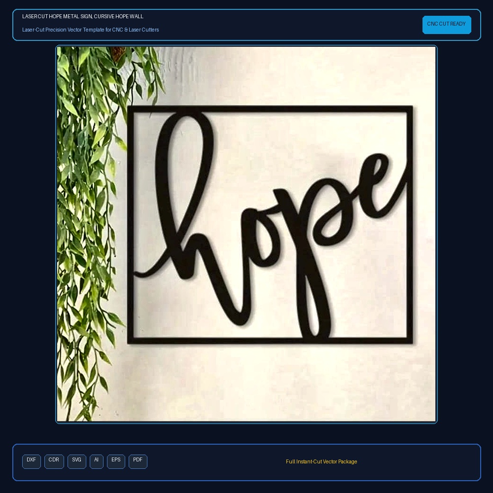 Laser Cut Hope Metal Sign, Cursive Hope Wall Decor
