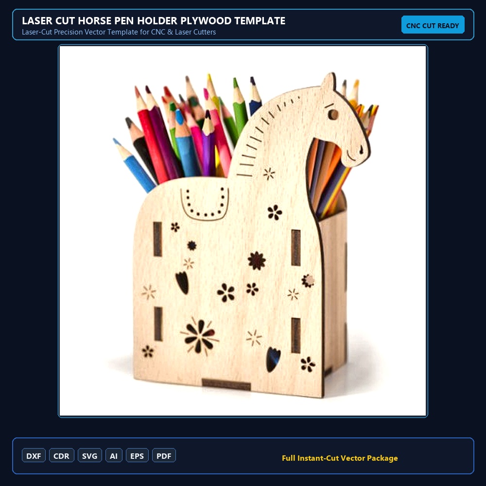Laser Cut Horse Pen Holder Plywood Template