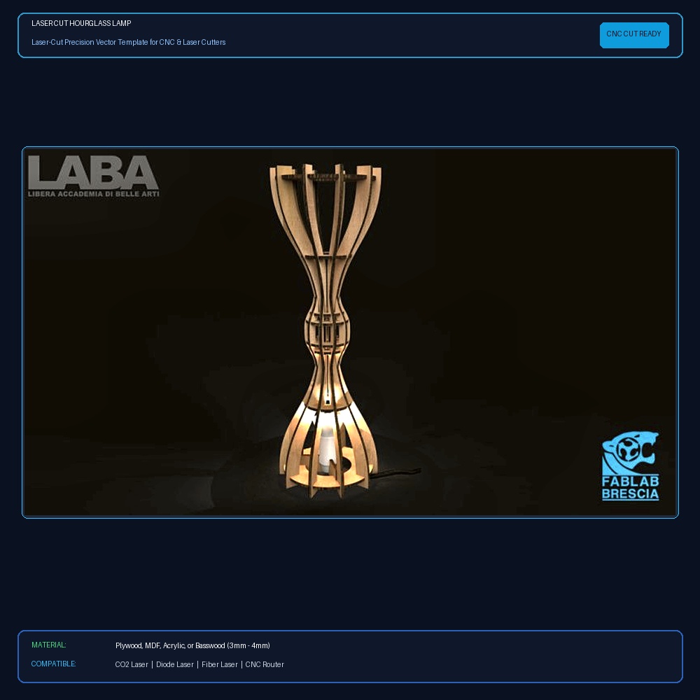 Laser Cut Hourglass lamp View 2