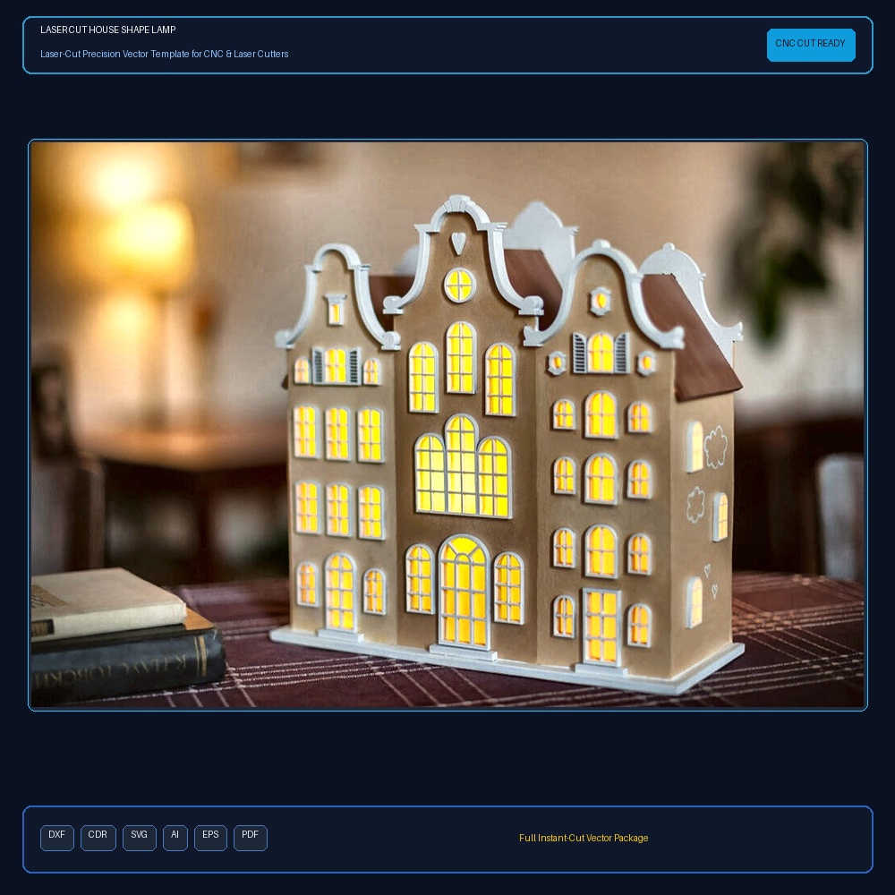Laser Cut House Shape Lamp