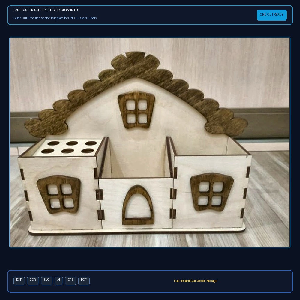 Laser Cut House Shaped Desk Organizer