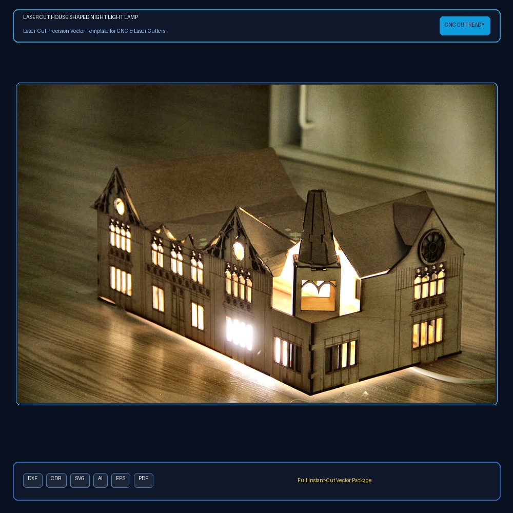 Laser Cut House Shaped Night Light Lamp