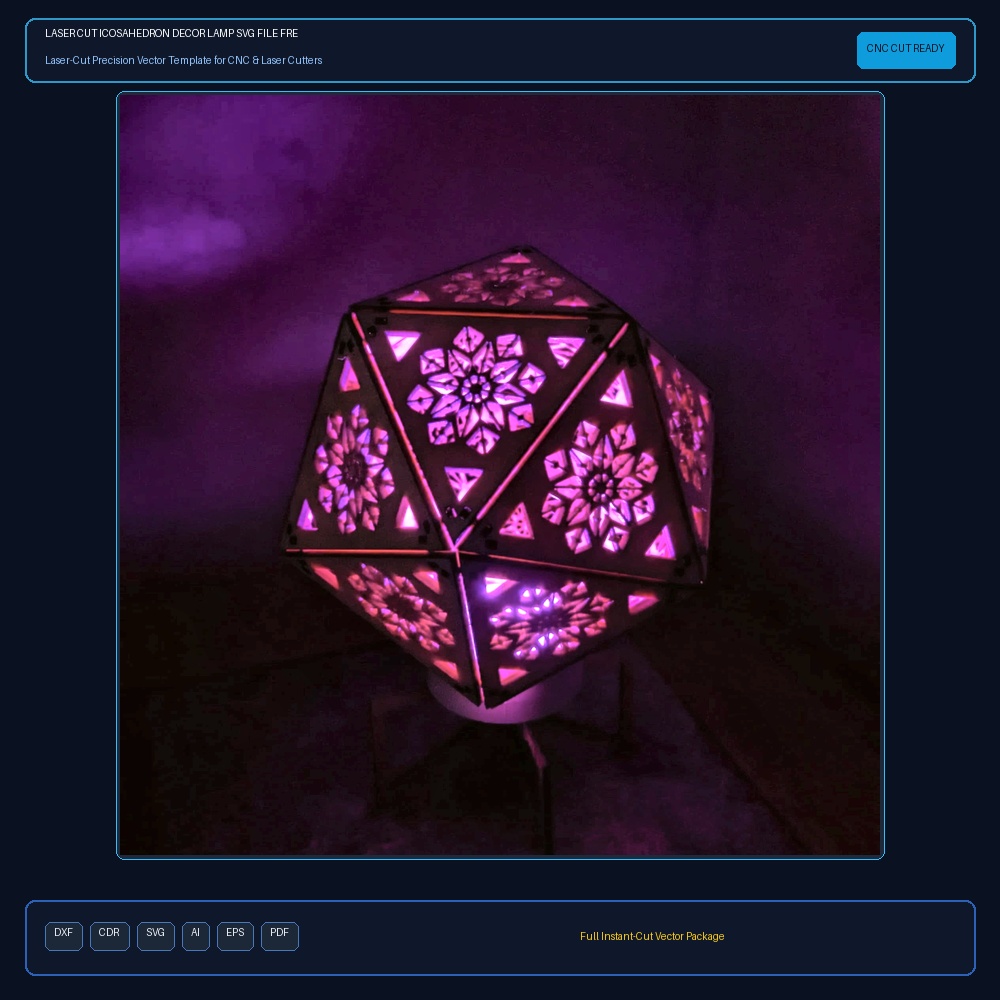 Laser Cut Icosahedron Decor Lamp SVG File Free Download - 3axis.co