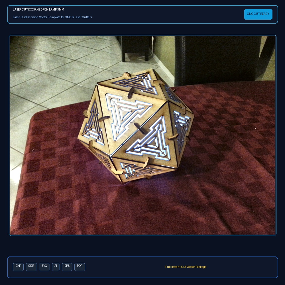 Laser Cut Icosahedron Lamp 3mm