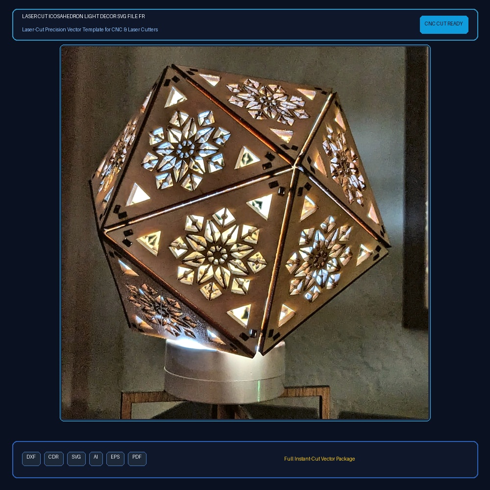 Laser Cut Icosahedron Light Decor SVG File Free Download - 3axis.co
