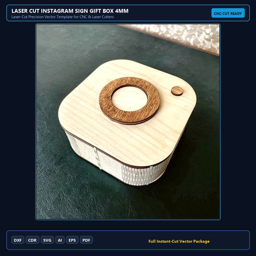 Laser Cut Instagram Sign Gift Box 4mm