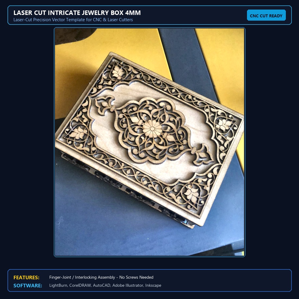 Laser Cut Intricate Jewelry Box 4mm View 3