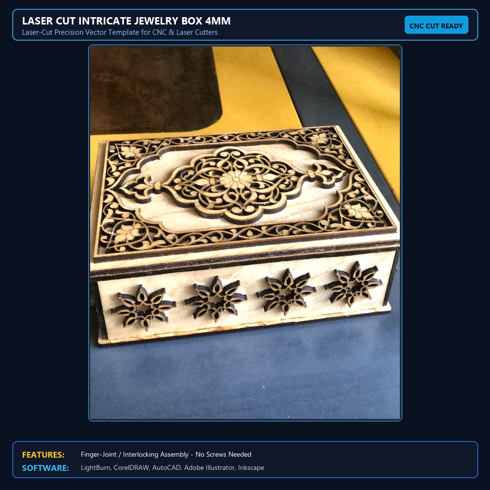 Laser Cut Intricate Jewelry Box 4mm View 4