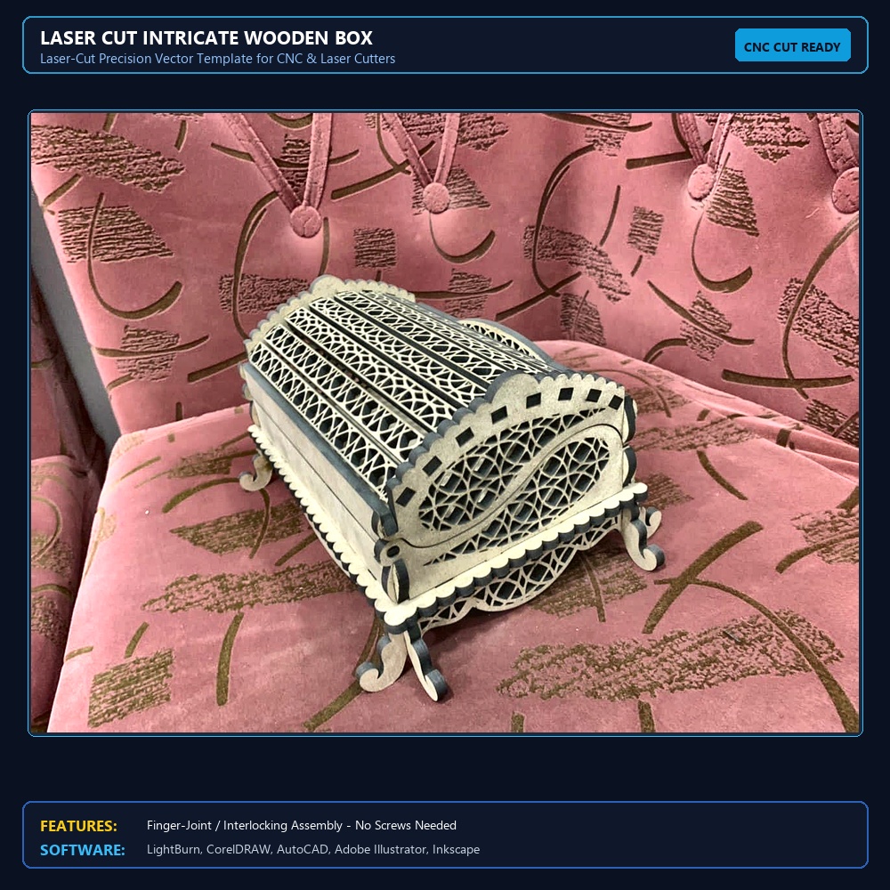 Laser Cut Intricate Wooden Box View 3