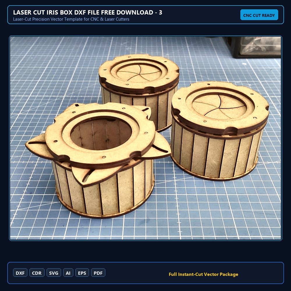 Laser Cut Iris Box DXF File Free Download - 3axis.co