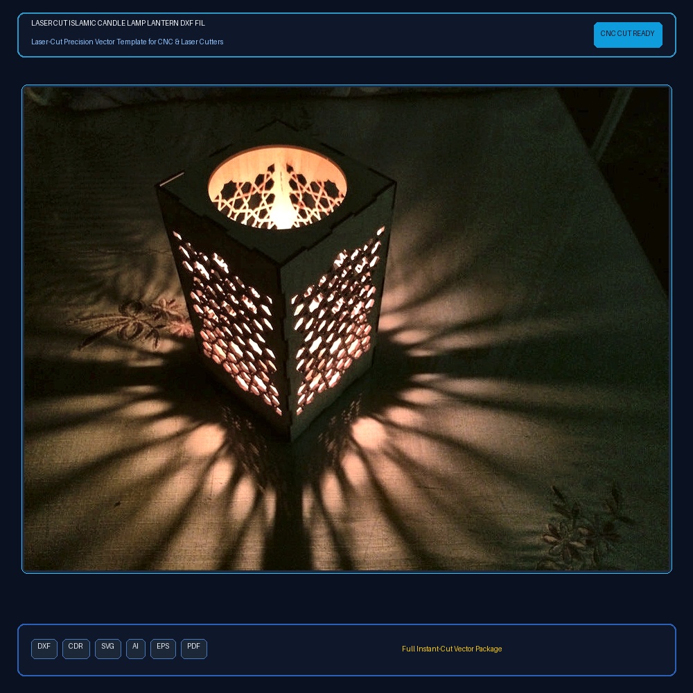 Laser Cut Islamic Candle Lamp Lantern DXF File Free Download - 3axis.co View 2