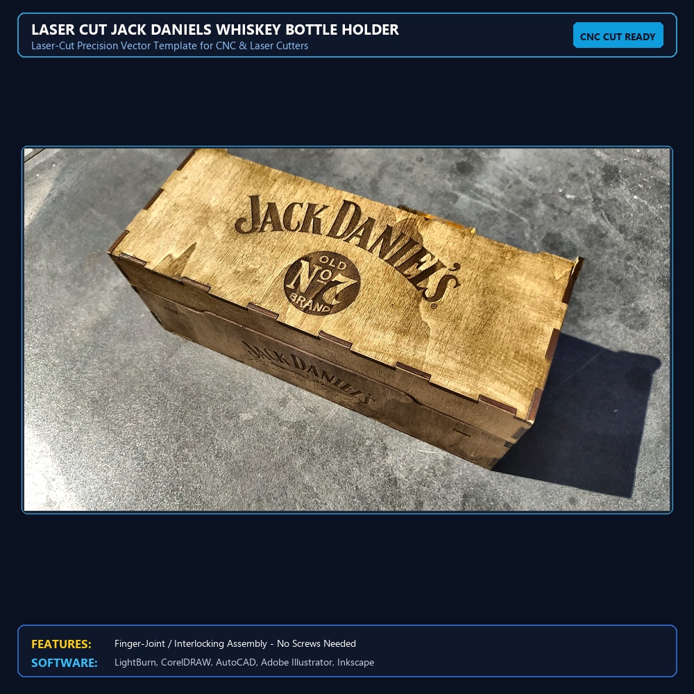 Laser Cut Jack Daniels Whiskey Bottle Holder View 3