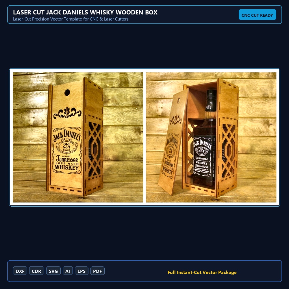 Laser Cut Jack Daniels Whisky Wooden Box