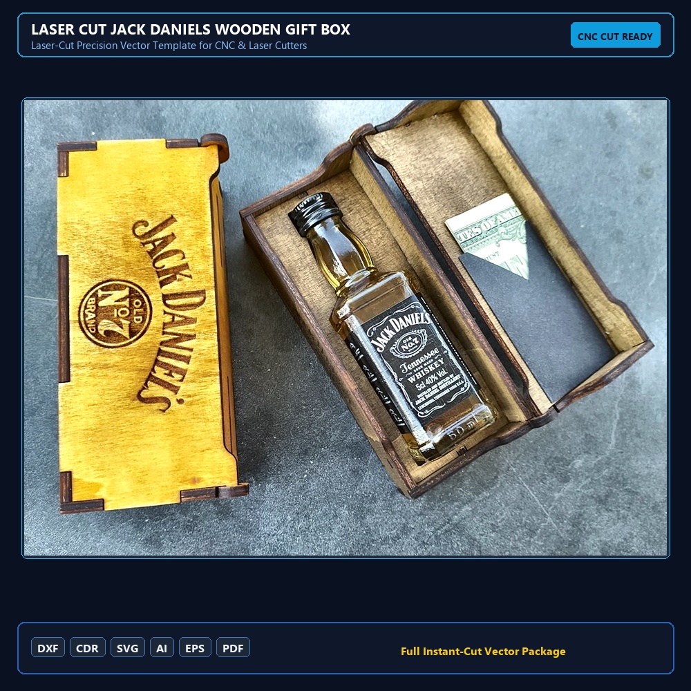 Laser Cut Jack Daniels Wooden Gift Box