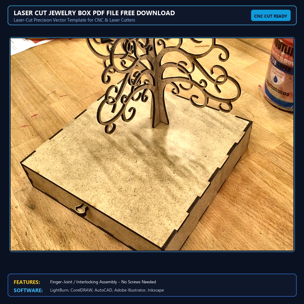 Laser Cut Jewelry Box PDF File Free Download - 3axis.co View 4