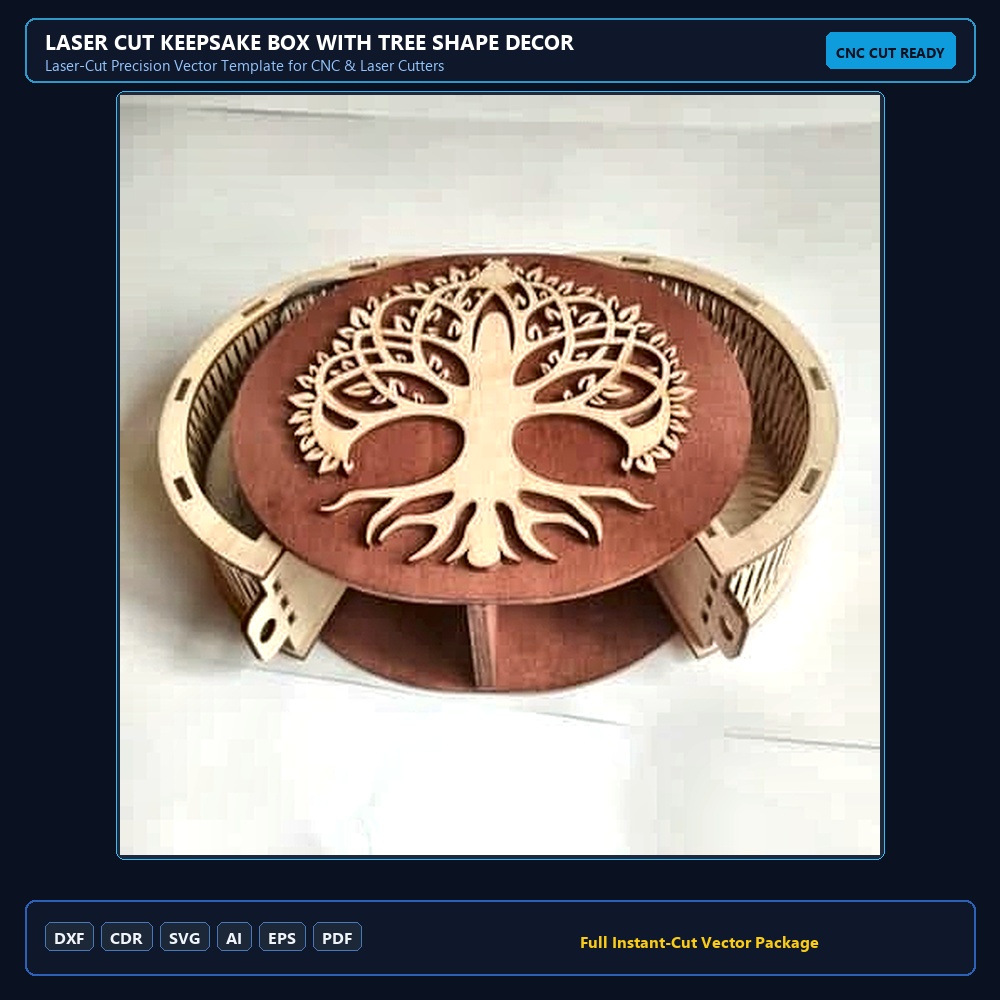 Laser Cut Keepsake Box With Tree Shape Decor