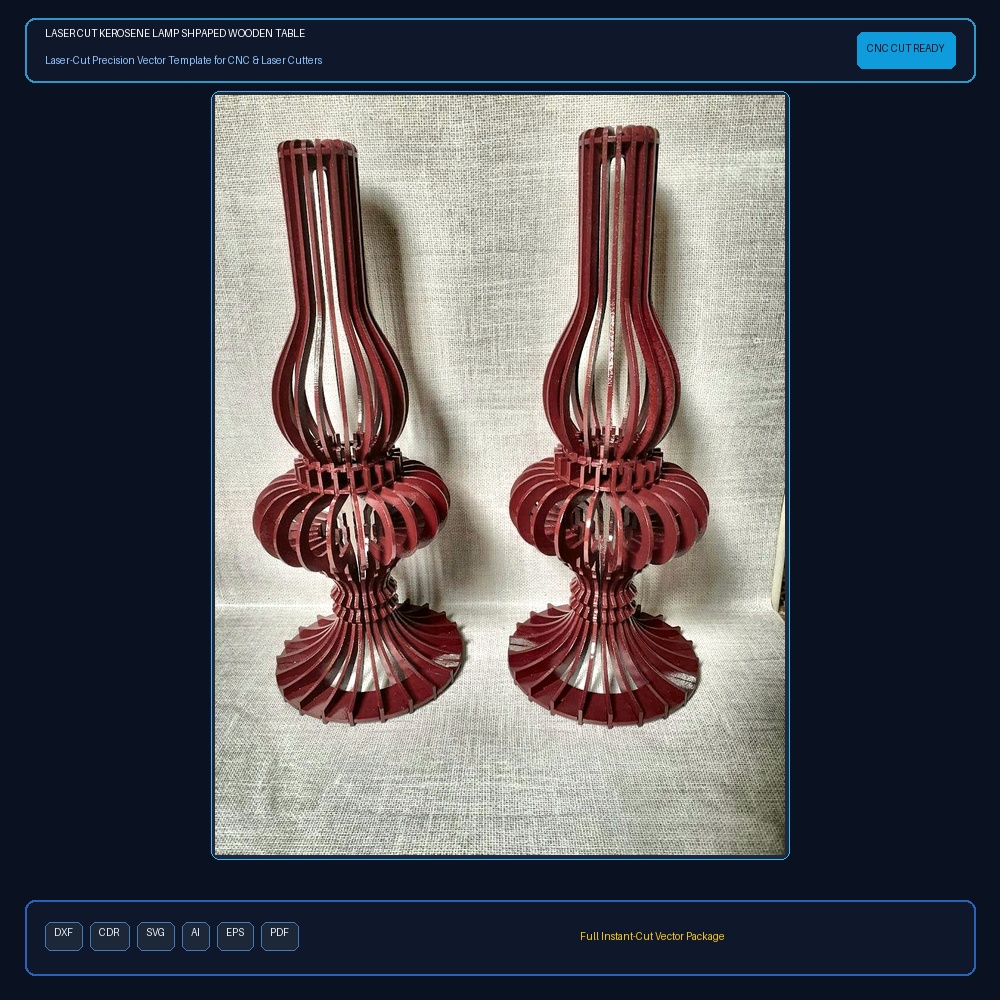 Laser Cut Kerosene Lamp Shpaped Wooden Table Lamp Illustration (.ai) vector file free download - 3axis.co