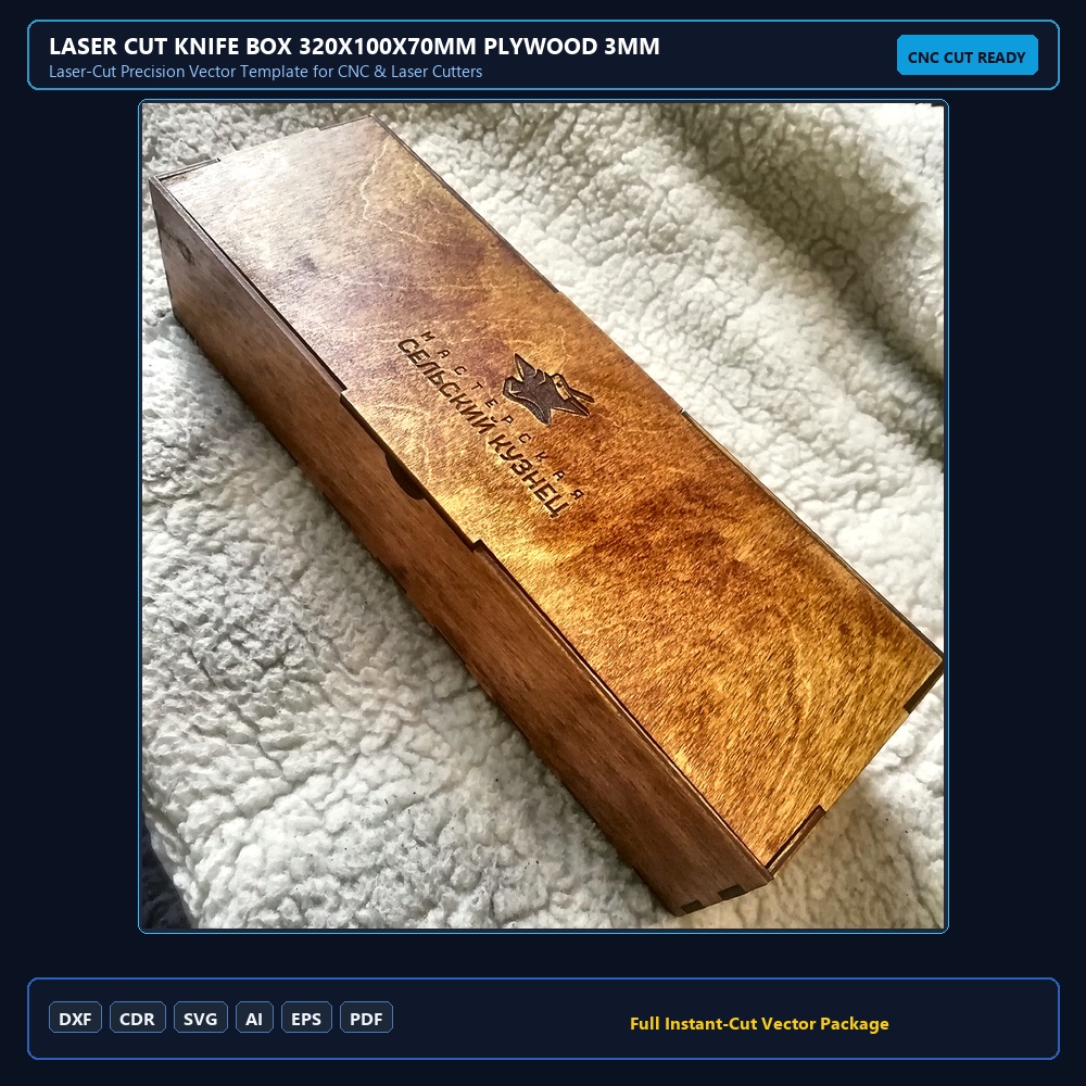 Laser Cut Knife Box 320x100x70mm Plywood 3mm