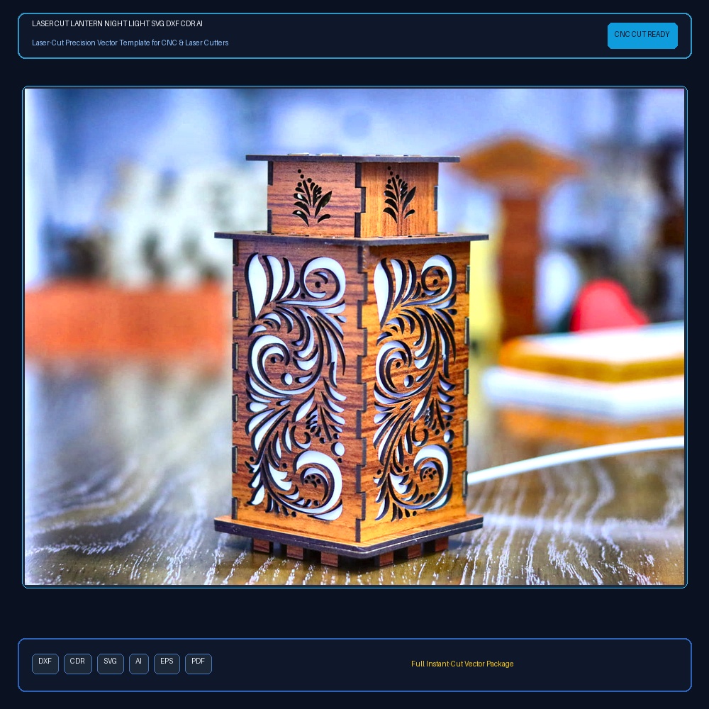Laser Cut Lantern Night Light SVG DXF CDR AI PDF Free Download - 3axis.co